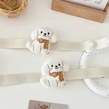 可愛らしい帽子をかぶった犬のカーテンバンド【カートゥーンデザイン・伸縮性あり・家庭用】