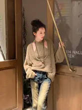 パール風の柔らかニットセーター【秋冬用・ルーズフィット・スタイル】