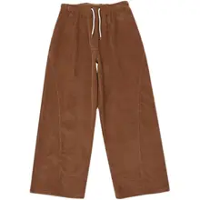 コーデュロイパンツ カジュアル メンズ/レディース レトロ 港風 ワイド コーヒー色