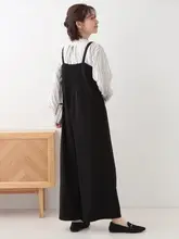 リボンデザインの春用 レディースオーバーオール【サイドポケット・層状スタイル】（セットアップ対応）
