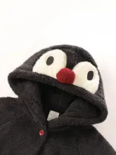 可愛いペンギンデザインのフリースパジャマ【厚手・フード付き・冬用】（セットアップ対応）