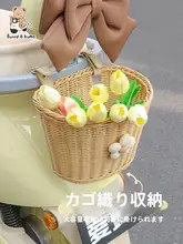 レトロデザインの電動自転車用前置きメッシュ収納バスケット【防水・紫外線対策】