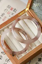 天然石製 手首ブレスレット【紫色・細身・花柄デザイン】