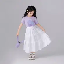 夏用ホワイト子供用ロングスカート【コットン製・ミディ丈・フェアリー風】