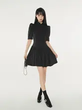 新中式立襟デザインの改良版チャイナドレス【赤色・リボン付き・女性用】