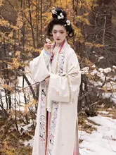 直襟長褙子【秋冬用・保温・漢服・紅梅デザイン・百迭スカート】（セットアップ対応）