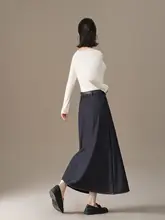 デニムブルーのフレアスカート【Aライン・ハイウエスト・中丈・春秋用】