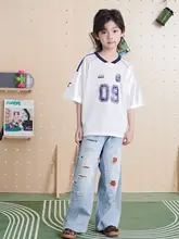 こども用 ツートーン加工デニムパンツ【洗い加工・偽ダメージ・ウォッシュデザイン】（セットアップ対応）