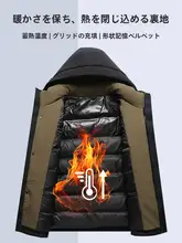 フード付きの防風ダウンジャケット【冬用・厚手・アウトドア用・保温性あり】