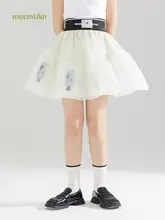 可愛いクマプリント付チュールスカート【子供用・夏用・ショート丈・おしゃれ】（セットアップ対応）