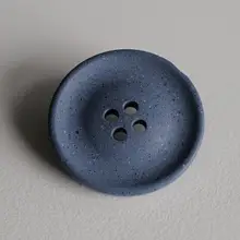中青色の滑らかなマット仕上げ再生ポリエステルボタン【直径25mm】