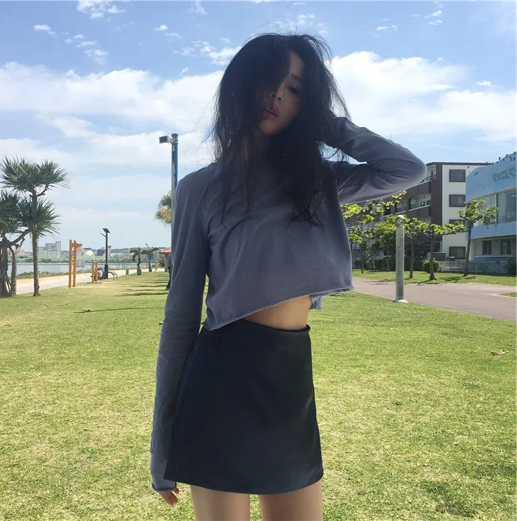 短丈長袖ジャズダンスウェア【韓国女性アイドル風・ヒップホップパフォーマンス用】 春コーデ レディース トップス