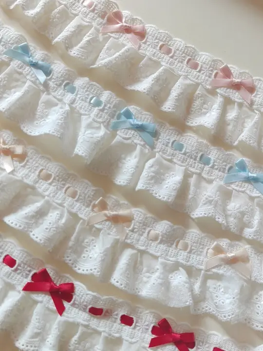 リボン付きレースフリル装飾【DIY・ロリータスタイル・裾と袖口用】