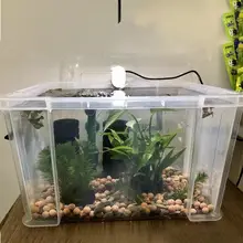 透明プラスチックアクアリウムボックス【家庭用・魚とカメの飼育に最適・逃げ防止デザイン】
