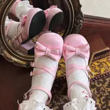ロリータ風 中ヒールシューズ【ラウンドトゥ・可愛らしいデザイン】