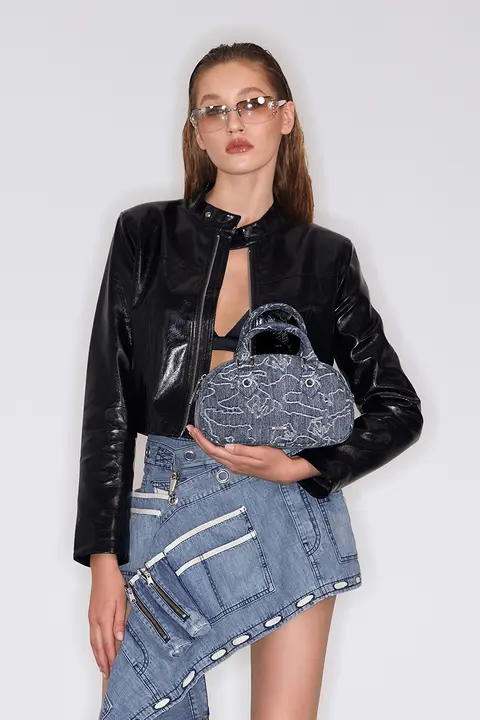 レトロデザインのデニムショルダーバッグ【通勤・ハンドバッグ・シングルショルダー】