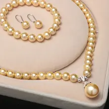 おしゃれで上品な正円パールネックレス・ブレスレット・イヤリング【水滴型ペンダント・三点セット】（セットアップ対応）