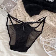 フランス風レースデザインの低腰女性用下着【快適・透かし編み・リボン付き】