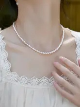 天然淡水真珠ネックレス【小米珠・高級感・女性用・ロックボーンチェーン】