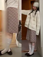 チェック柄ハイウエストAラインスカート【春用・スタイリッシュ・シルエット補正】
