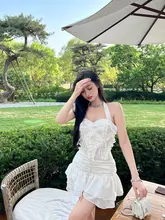 甘美な小白花のチュニックビスチェワンピース【ハンガー付き・美しいデザイン】（セットアップ対応）