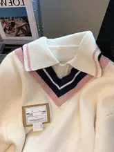 秋冬用の学院風ポロニットカーディガン【女子中高生向け・二重仕立て・カジュアル】（セットアップ対応）