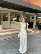 水玉模様のゆったりワイドレッグパンツ【春夏用・カジュアルデザイン】