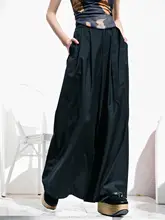 黒のハイウエストワイドパンツ【春用・フィット・ストレートデザイン】