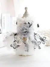 春秋用犬服【薄手・黒いウェディングドレス・レース装飾・小型犬用】
