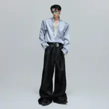 ブラウス レディース フェイクレイヤード Vネック レースパッチワーク 短丈 ラウンドヘム ゆったり 上品 きれいめ 「ArguE CulturE」