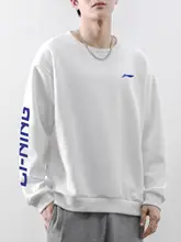 Li-Ning メンズスウェットシャツ【春秋用・無帽・ラウンドネック・長袖・カジュアルコットン】