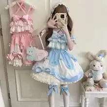 可愛らしいデザインのLolita風ジャンパースカート【ミルククリームのレイヤー・夏用】
