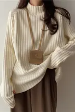 秋冬用 半高ネックニットトップス【ゆったりシルエット・極上の柔らかさ・女性用】