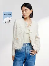 杏色レーストリムデザインの短丈ジャケット【女性用・春夏向け】