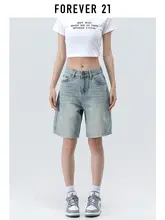 春夏用 レトロデザインの浅青色デニムショートパンツ【ゆったりシルエット】