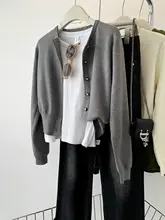 短丈ニットカーディガン【薄手ウール・秋用・軽量】