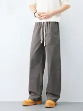 男性用カジュアルストレートパンツ【夏用・ワイドレッグ・高級感ある工装スタイル】