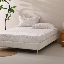 STARZHOME 全棉プリントベッドカバー【ナチュラルスタイル・マットレス保護用】
