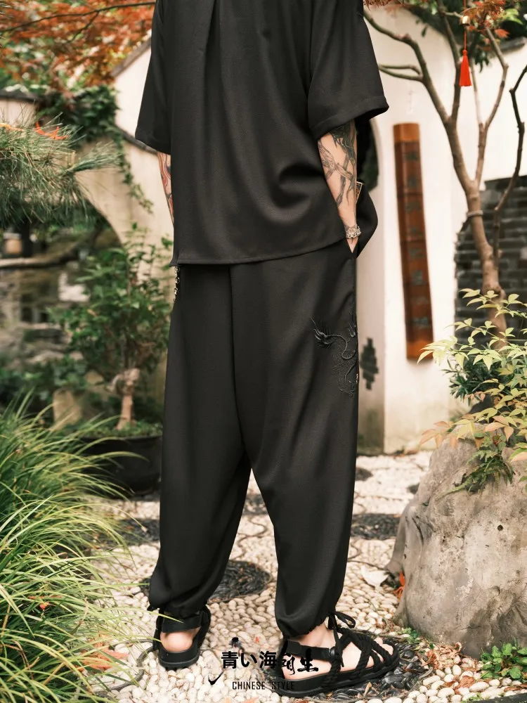 中国風刺繍のゆったりカジュアルパンツ：春夏に最適な中腰直筒デザインの実用性  解析