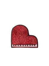 インドシルク製 手刺繍ハートピアノブローチ【個性的なデザイン・アクセサリー】