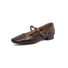 低ヒール金属バックル付きマリージェーンシューズ【本革・フラット・シンプルデザイン】