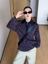 ボーダー柄POLOネック長袖スウェットシャツ【ゆったりフィット・カラーブロック】