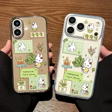 春夏向け 柚子の葉デザインウサギ iPhone用透明シリコンケース【可愛いデザイン】（セットアップ対応）