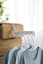 折りたたみ式 旅行用衣類干しハンガー【五孔・携帯便利・室内用】