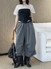 カジュアルパンツ レディース 立体プリーツ ドレープ モダン おしゃれ 「Island」