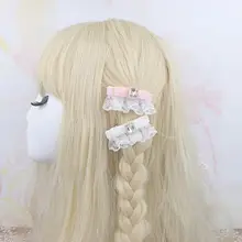 ヘアアクセサリー サイドクリップ ベルベット ラインストーン レース フェミニン キュート