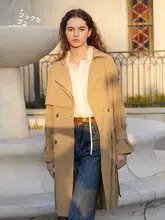 GOFAR ロングトレンチコート【女性用・カジュアル・ゆったり・通勤・秋用】
