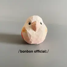 手作り彫刻の木製小鳥オウム置物【デスク・車用・かわいいインテリア】