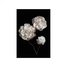 フレンチスタイルの山茶花モチーフ装飾画【白黒・高級感・玄関用】