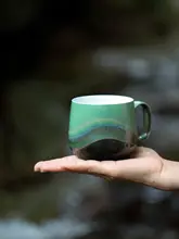 景徳鎮製 陶器 マグカップ【山水柄・カップル用・創意デザイン・贈り物に最適】